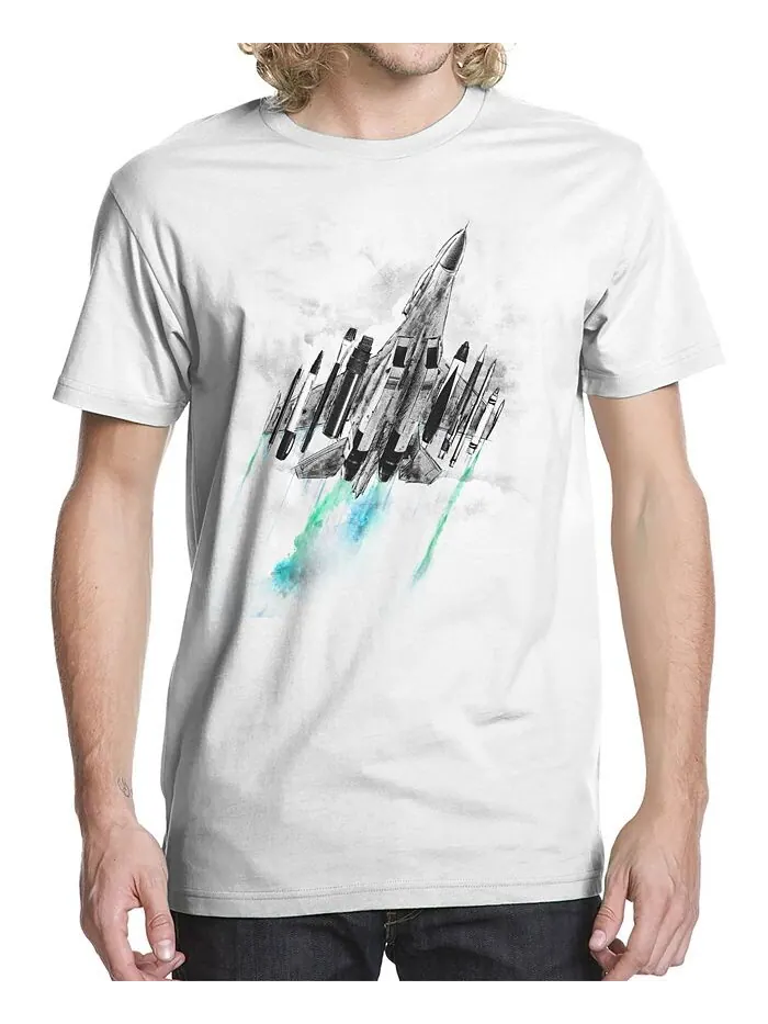 Мужская футболка с рисунком Art Supply Fighter Jet Beachwood — белый