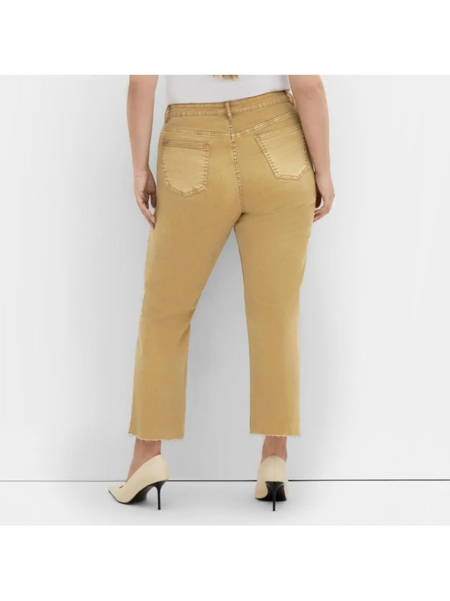 Джинсы прямого кроя Harley Fit Clover Row больших размеров CITY CHIC — изображение 2 из 4, коричневый