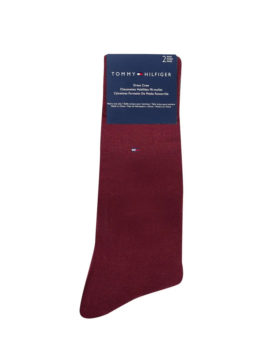 Мужские однотонные носки (2 шт) Tommy Hilfiger — изображение 3 из 3, бордовый/черный