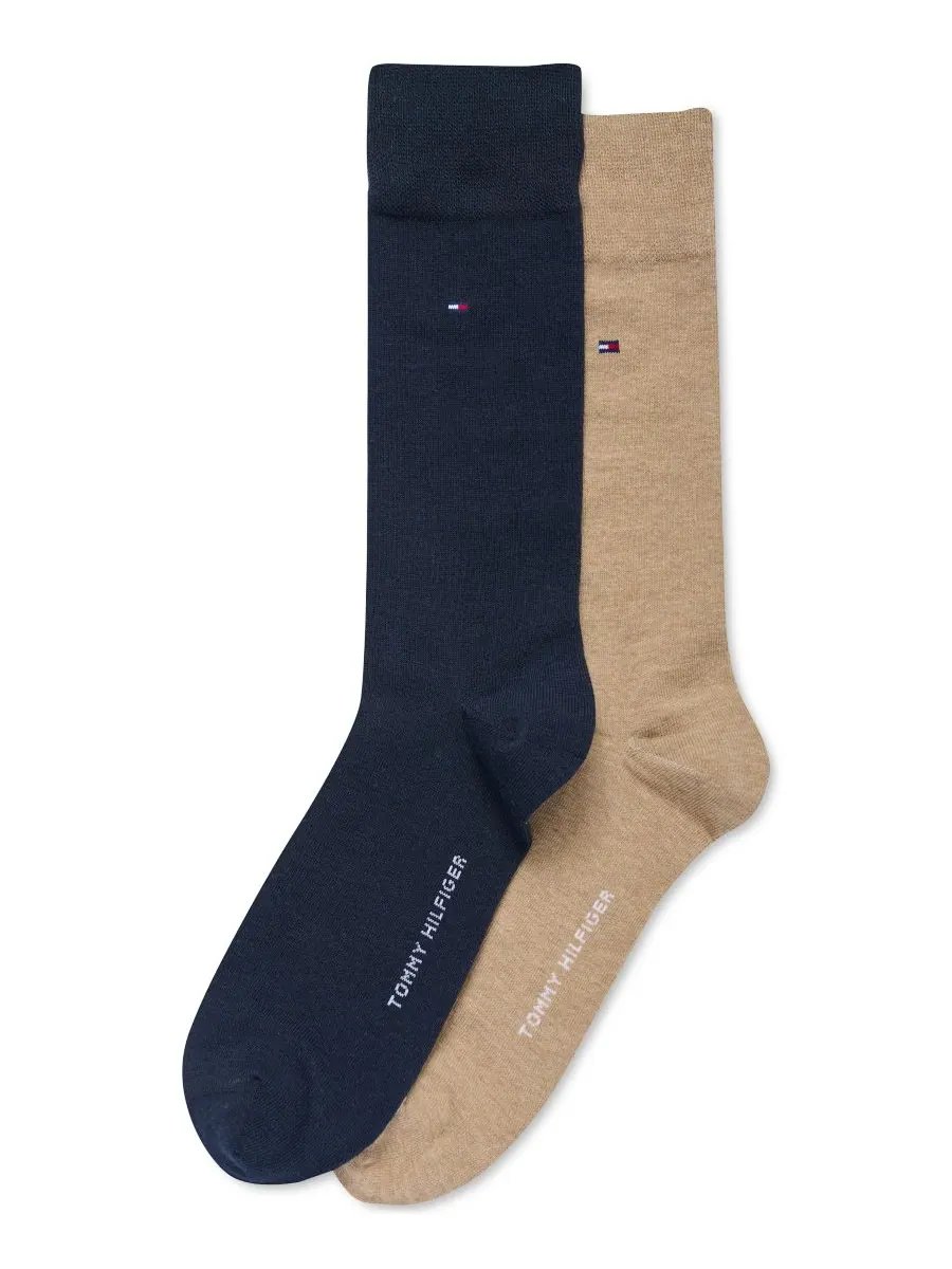 Мужские однотонные носки (2 шт) Tommy Hilfiger — изображение 1 из 2, темно-синий/коричневый