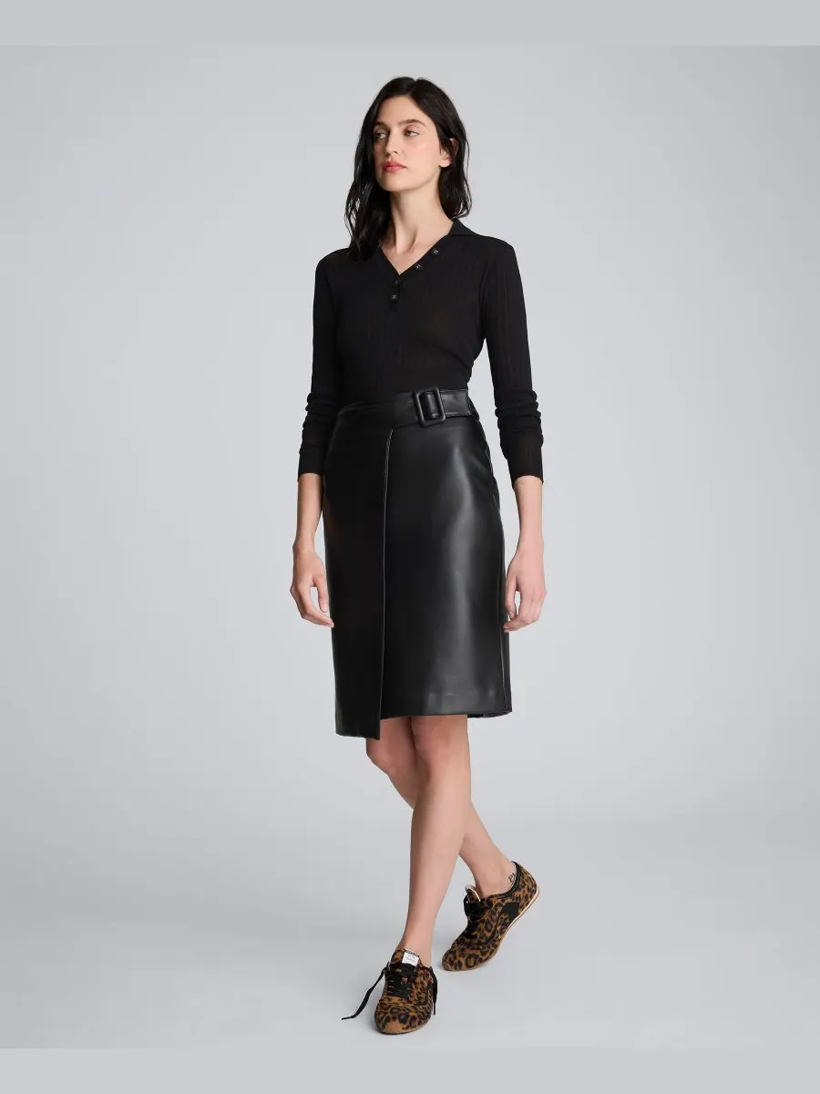 Женская юбка-саронг из искусственной кожи Kenneth Cole — изображение 2 из 6, черный