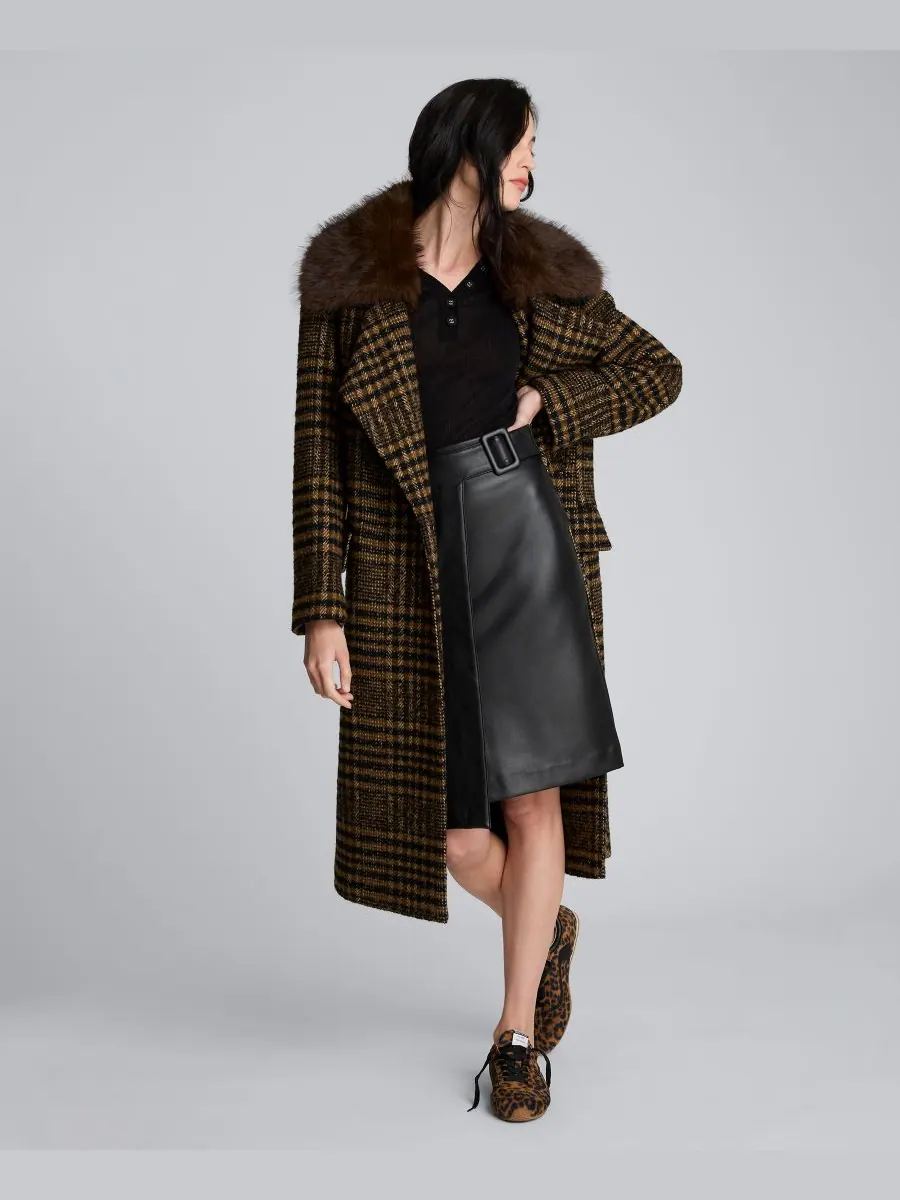 Женская юбка-саронг из искусственной кожи Kenneth Cole — изображение 4 из 6, черный
