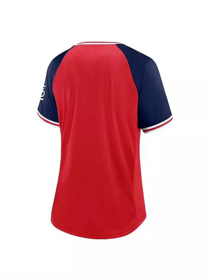 Женская красная футболка с v-образным вырезом St. Louis Cardinals Glitz and Glam League Diva Raglan — изображение 3 из 3