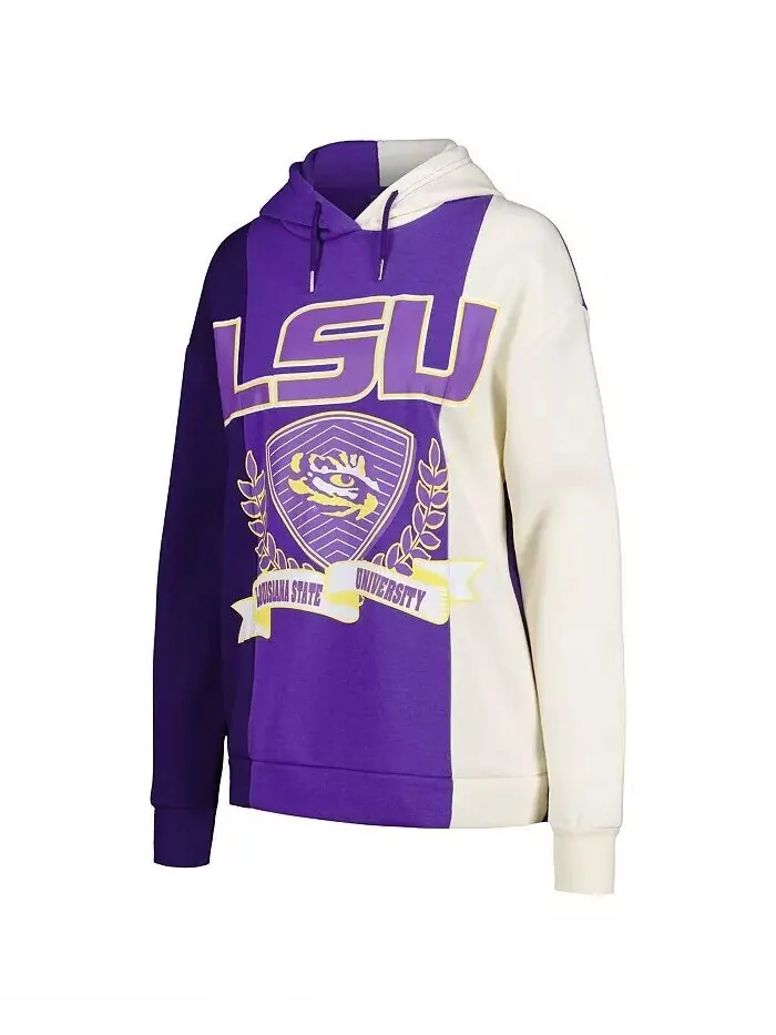 Женский пуловер с цветными блоками фиолетового цвета LSU Tigers Hall of Fame с капюшоном Gameday — изображение 3 из 3