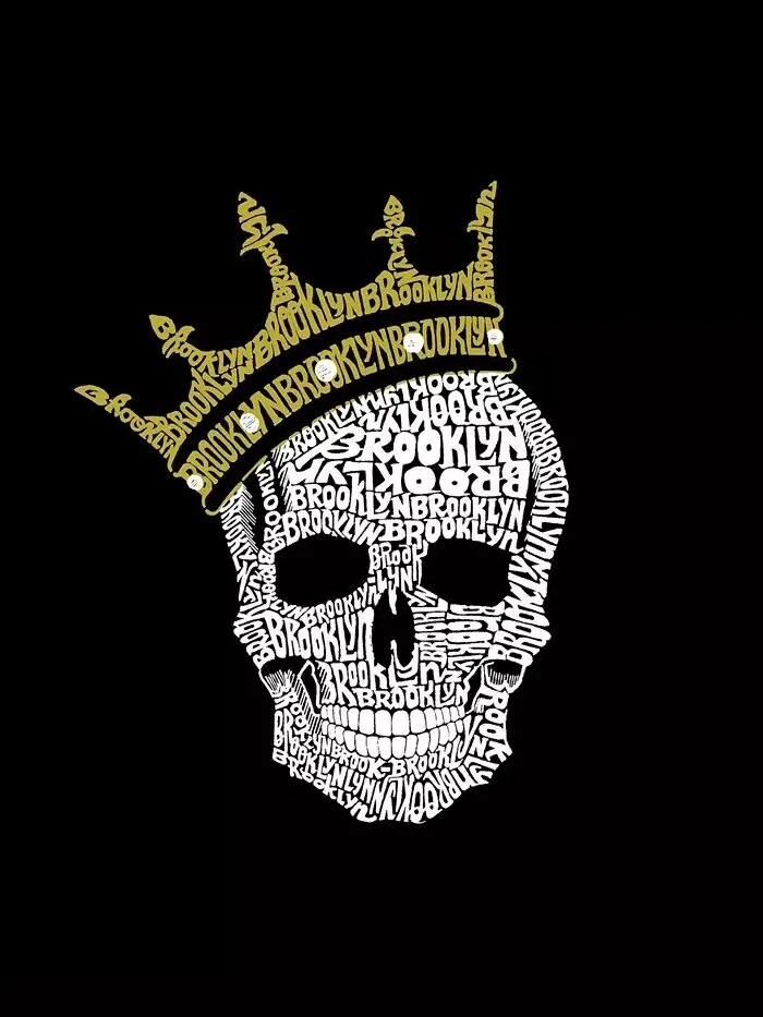 Мужская футболка с коротким рукавом Word Art Brooklyn Crown LA Pop Art — изображение 3 из 3, черный