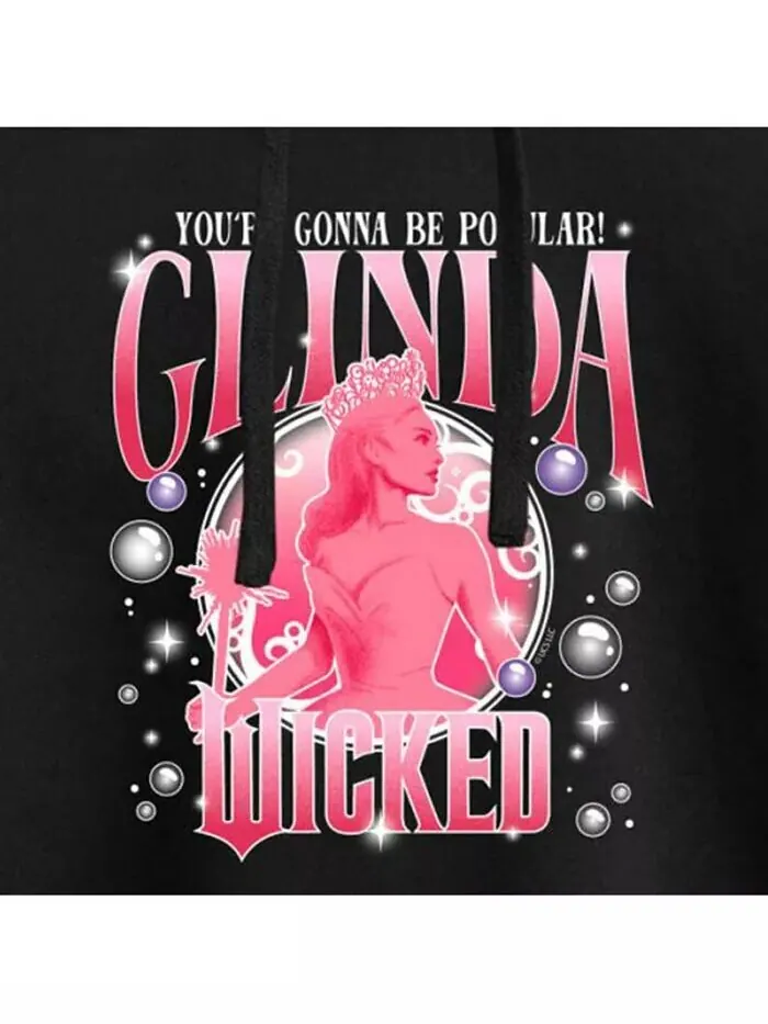 Укороченная толстовка с капюшоном Trendy Juniors Wicked Glinda Graphic Hybrid Apparel — изображение 3 из 3, черный