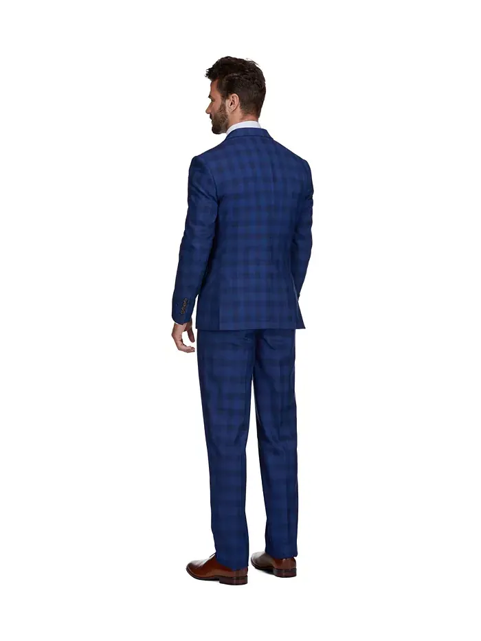 Мужской трехкомпонентный костюм Slim Fit в клетку Gino Vitale — изображение 4 из 4, синий