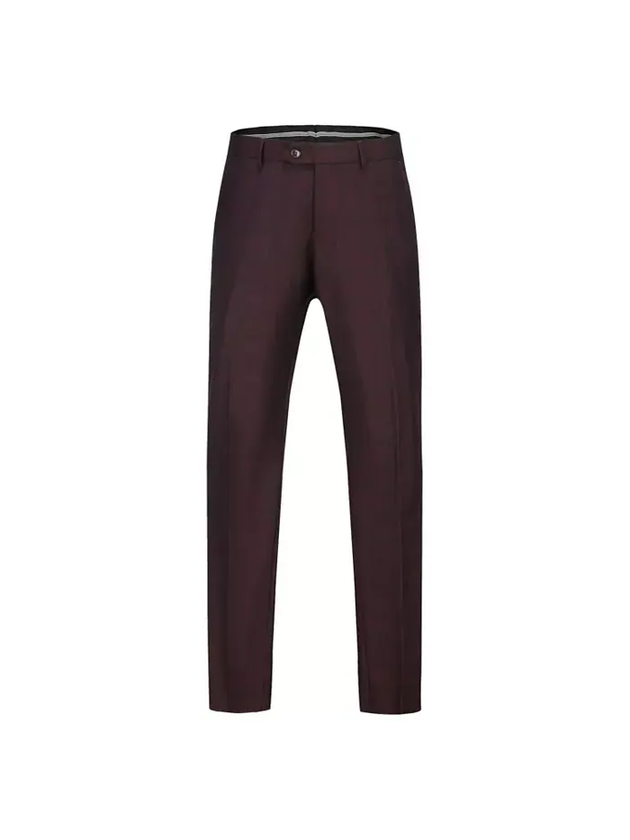 Мужской трехкомпонентный костюм Slim Fit в клетку Gino Vitale — изображение 4 из 5, бордовый