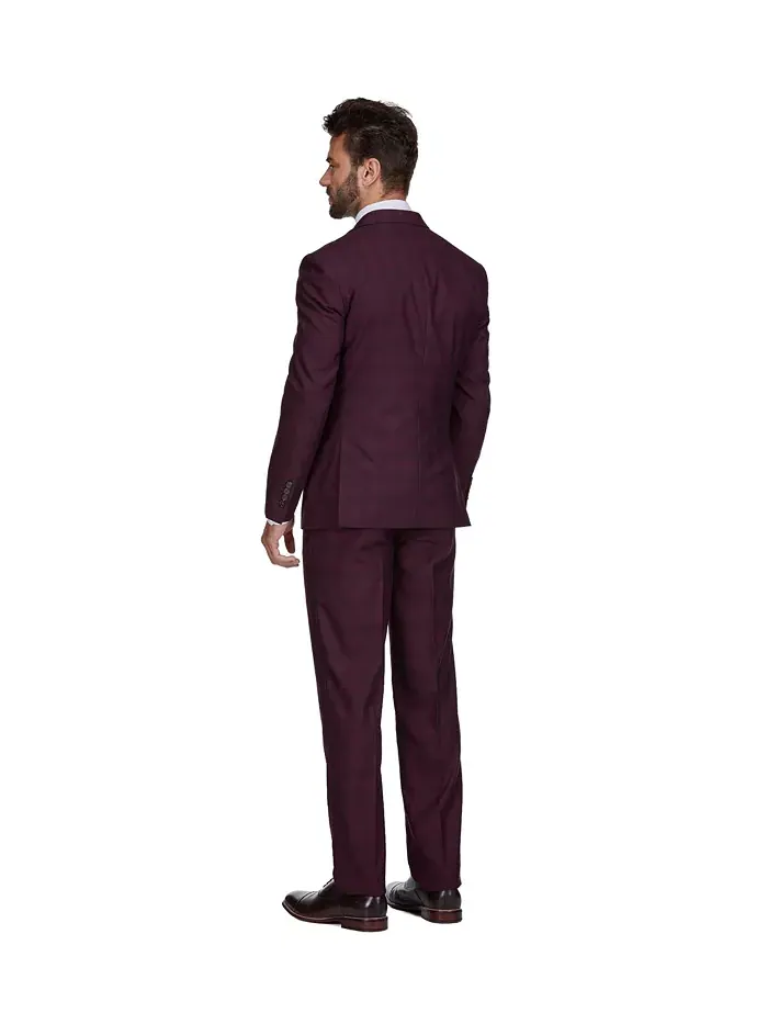 Мужской трехкомпонентный костюм Slim Fit в клетку Gino Vitale — изображение 5 из 5, бордовый