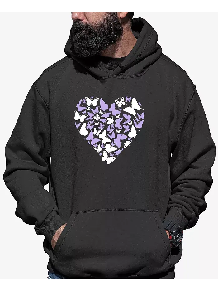 Мужская худи с принтом "Butterfly Heart Word Art" LA Pop Art — изображение 1 из 2, темный серый