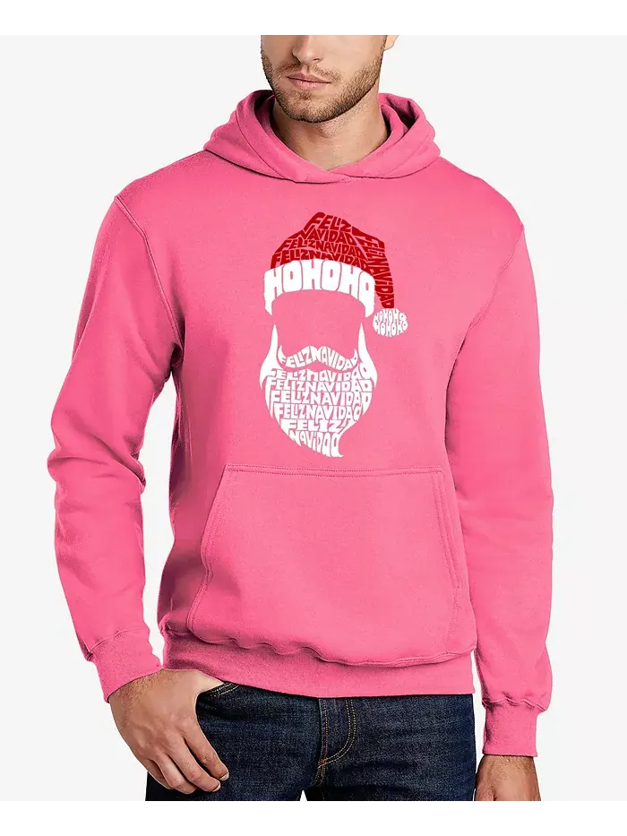 Мужская толстовка с капюшоном "Feliz Navidad Santa Claus Word Art" LA Pop Art — изображение 1 из 5, розовый