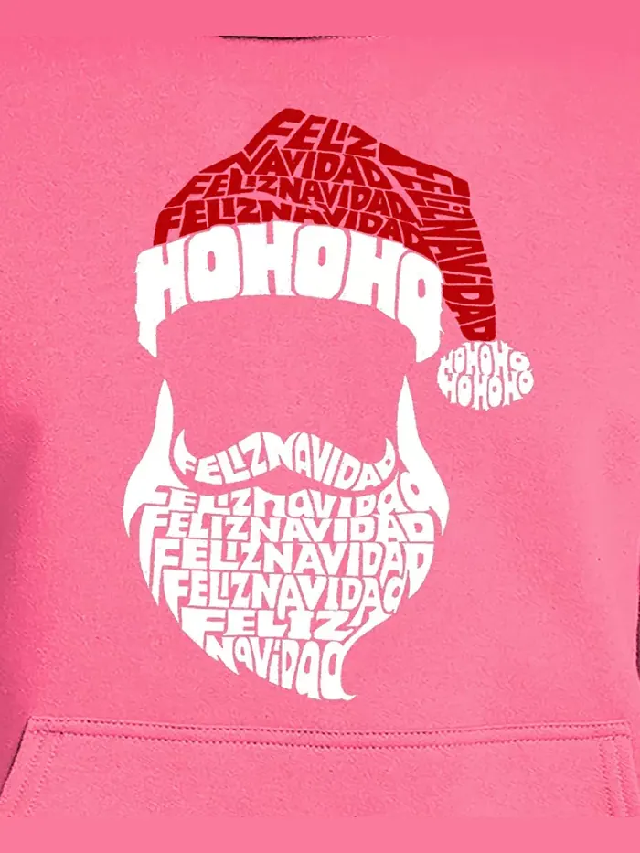 Мужская толстовка с капюшоном "Feliz Navidad Santa Claus Word Art" LA Pop Art — изображение 3 из 5, розовый
