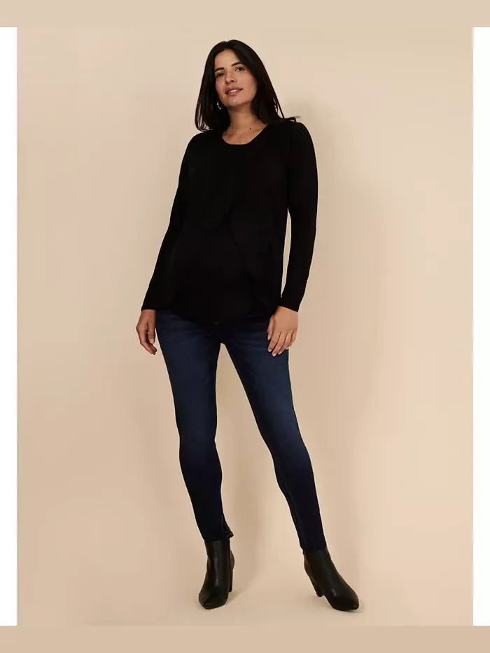 Женские джинсы-скини с высокой посадкой до щиколотки Secret Fit Over the Belly - Motherhood — изображение 3 из 5, черный