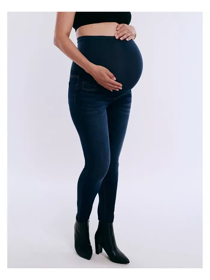 Женские джинсы-скини с высокой посадкой до щиколотки Secret Fit Over the Belly - Motherhood — изображение 5 из 5, черный