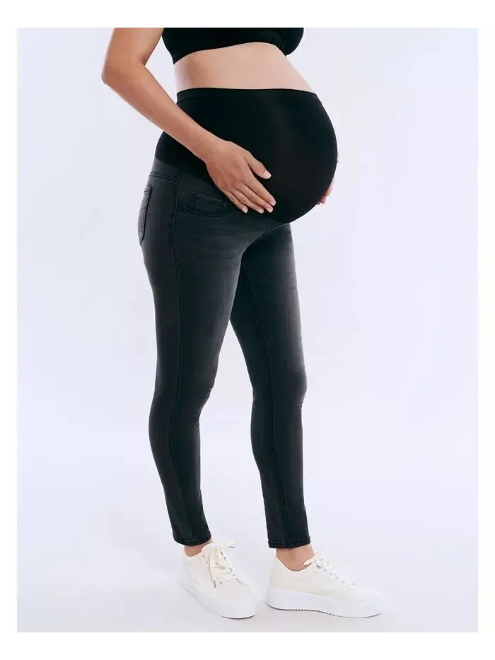 Женские джинсы-скинни Secret Fit Over the Belly длиной до щиколотки - Motherhood Maternity — изображение 3 из 5, черный
