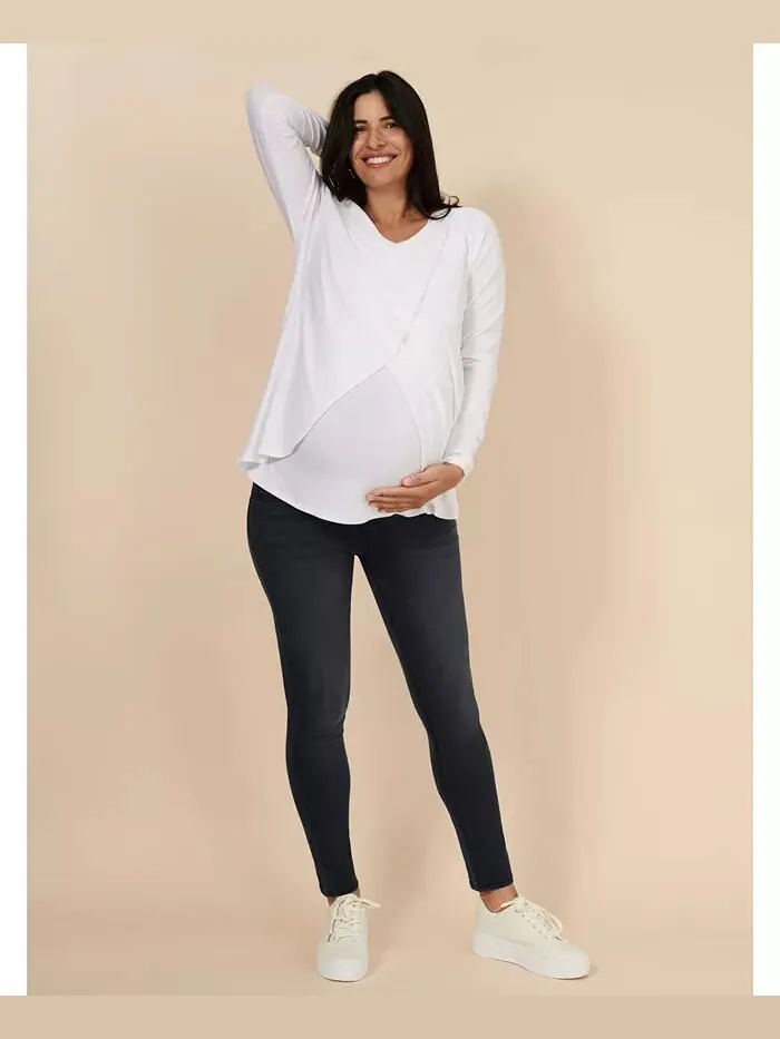 Женские джинсы-скинни Secret Fit Over the Belly длиной до щиколотки - Motherhood Maternity — изображение 5 из 5, черный