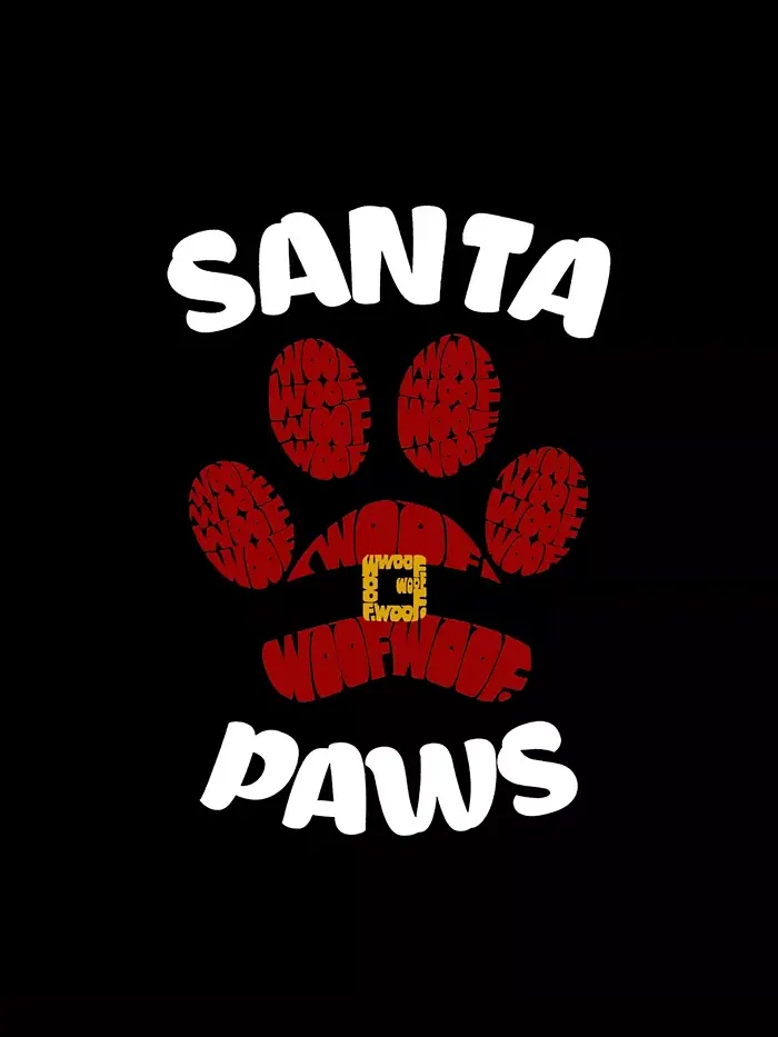 Мужской свитшот с принтом "Santa Paws" LA Pop Art — изображение 3 из 3, черный