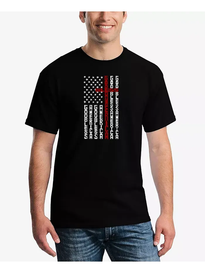 Мужская футболка Cross Flag Word Art LA Pop Art — изображение 1 из 3, черный