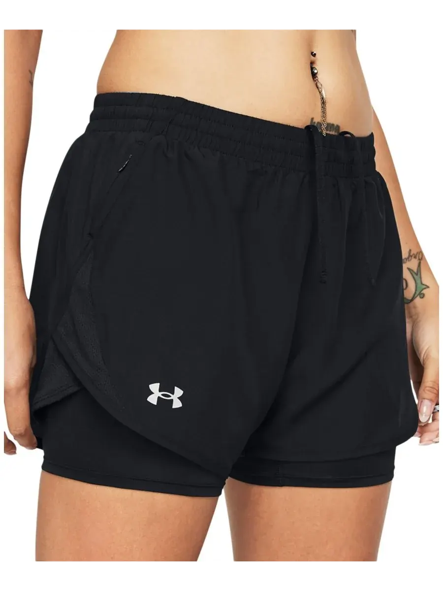Женские шорты Fly By 2-в-1 Under Armour — изображение 3 из 5, черный/черный