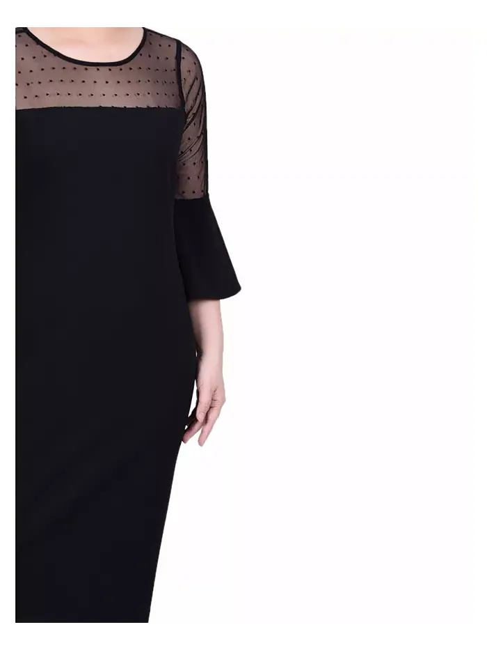 Платье-труба Petite Illusion Neck NY Collection — изображение 2 из 4, черный