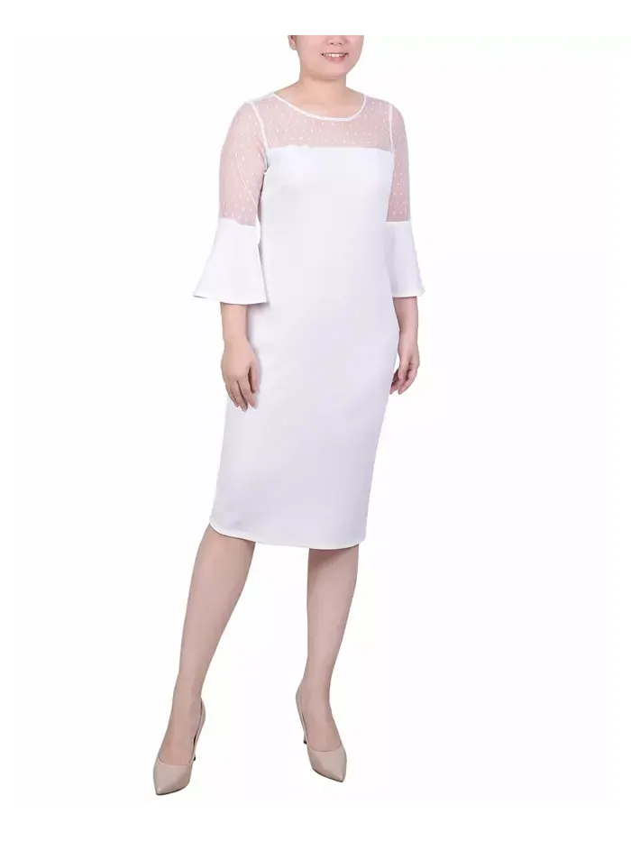 Платье-труба Petite Illusion Neck NY Collection — изображение 1 из 4, белый