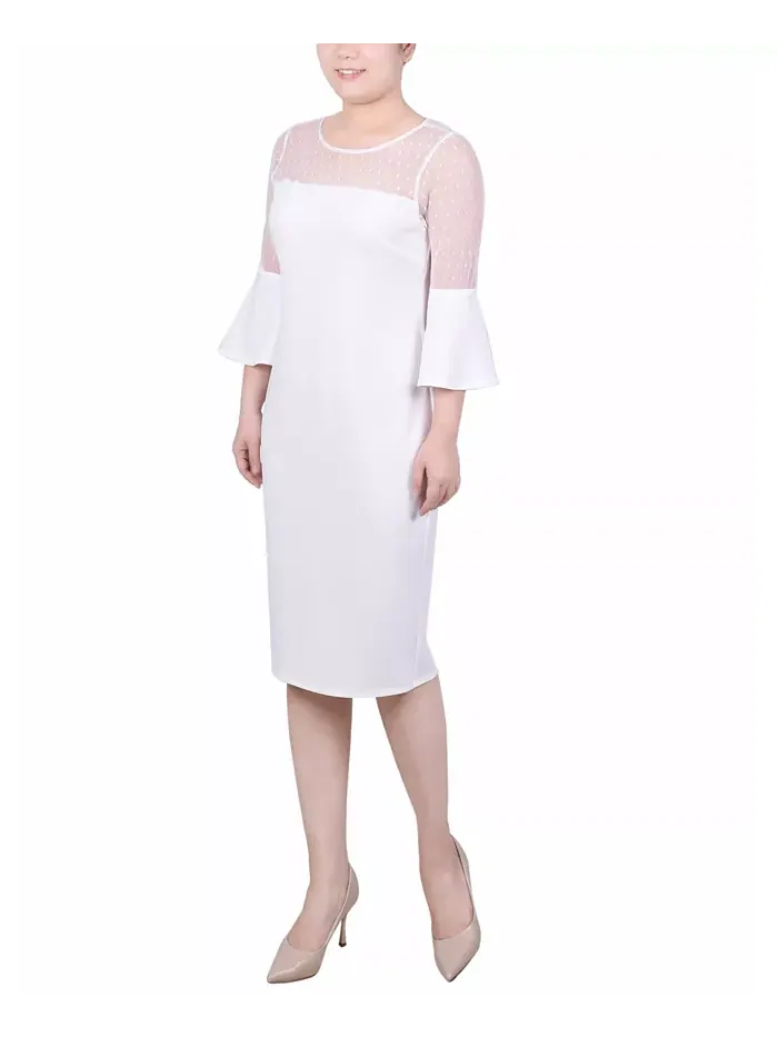 Платье-труба Petite Illusion Neck NY Collection — изображение 2 из 4, белый