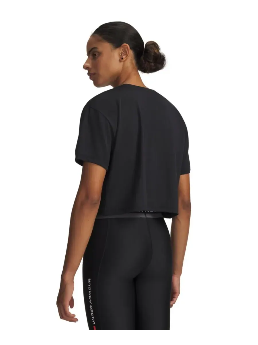 Женский фирменный укороченный топ с круглым вырезом Under Armour — изображение 3 из 3, черный