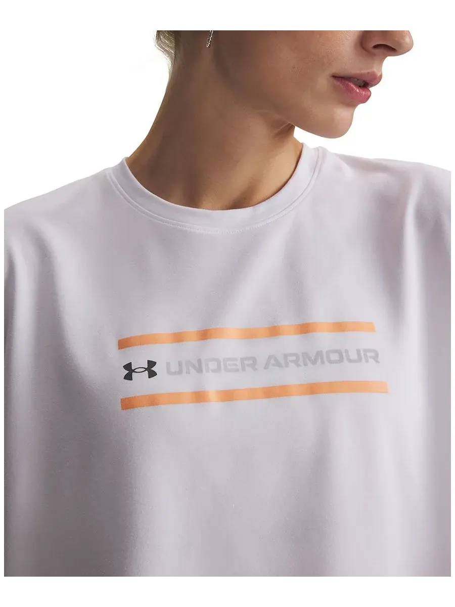 Женский фирменный укороченный топ с круглым вырезом Under Armour — изображение 2 из 3, белый