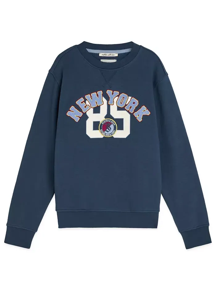 Мальчиковая толстовка с длинным рукавом и принтом, размер 4T-7T Scotch & Soda — изображение 1 из 3, синий