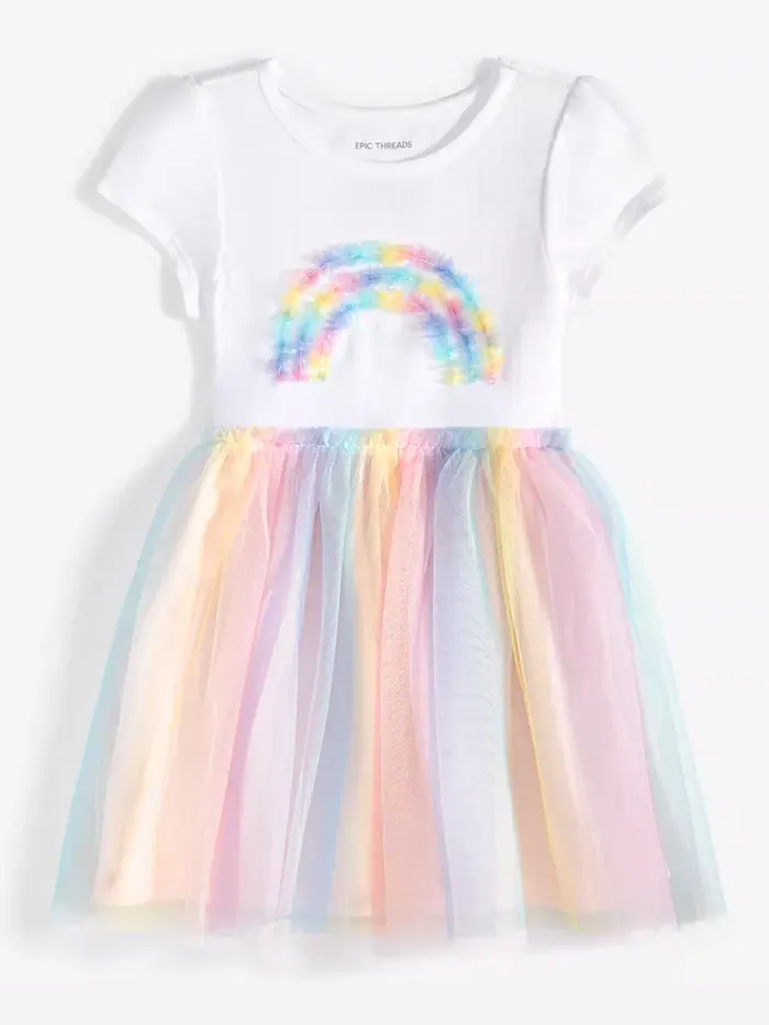 Платье с радужной пачкой для девочек Toddler 2T-4T Epic Threads — изображение 1 из 3, мульти