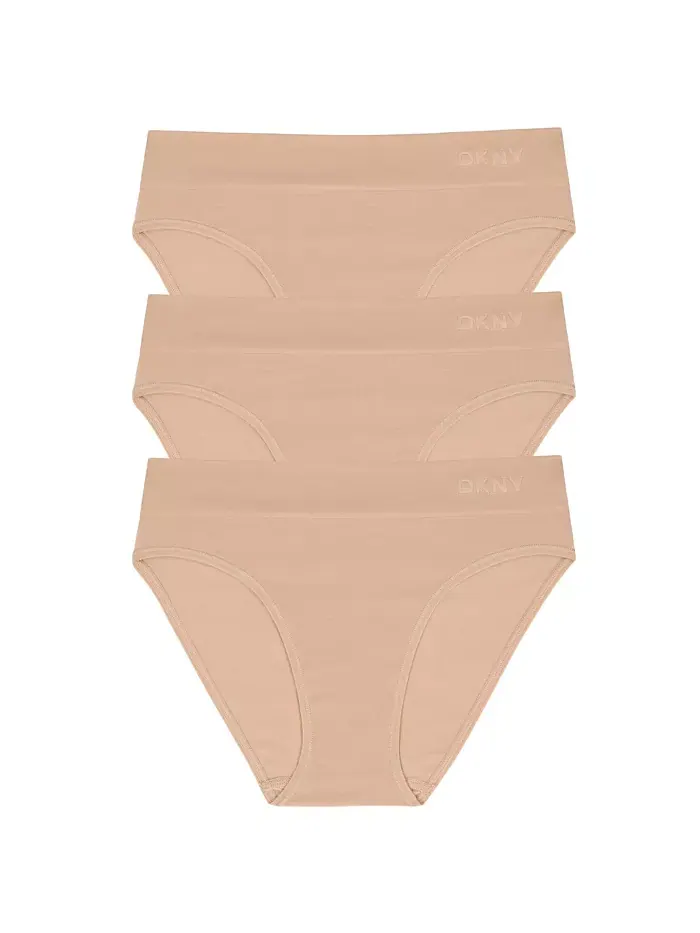 Женские бесшовные бикини Litewear, 3 шт., DK5017NP3 DKNY — изображение 1 из 1, коричневый/бежевый