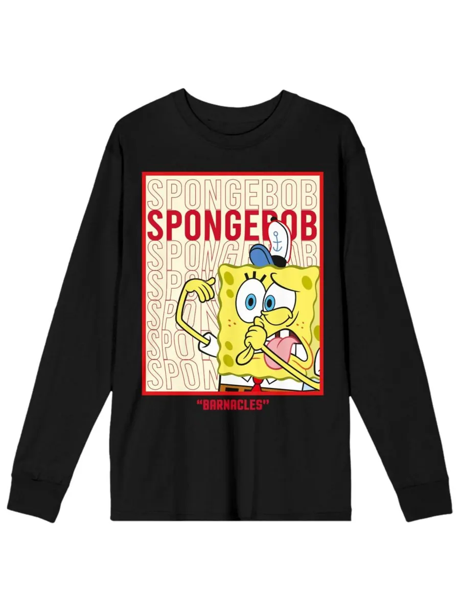 Мужская черная футболка с длинным рукавом The Barnacles, размер L SpongeBob SquarePants — мульти