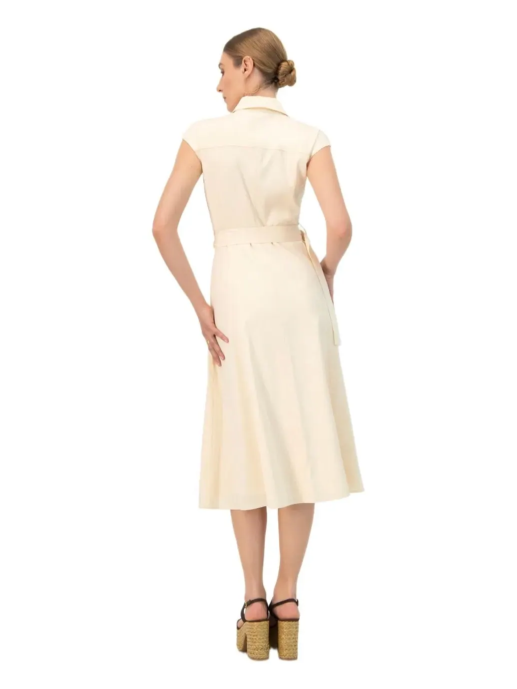 Женское платье-рубашка миди широкого кроя Ivonne — изображение 3 из 6, бежевый