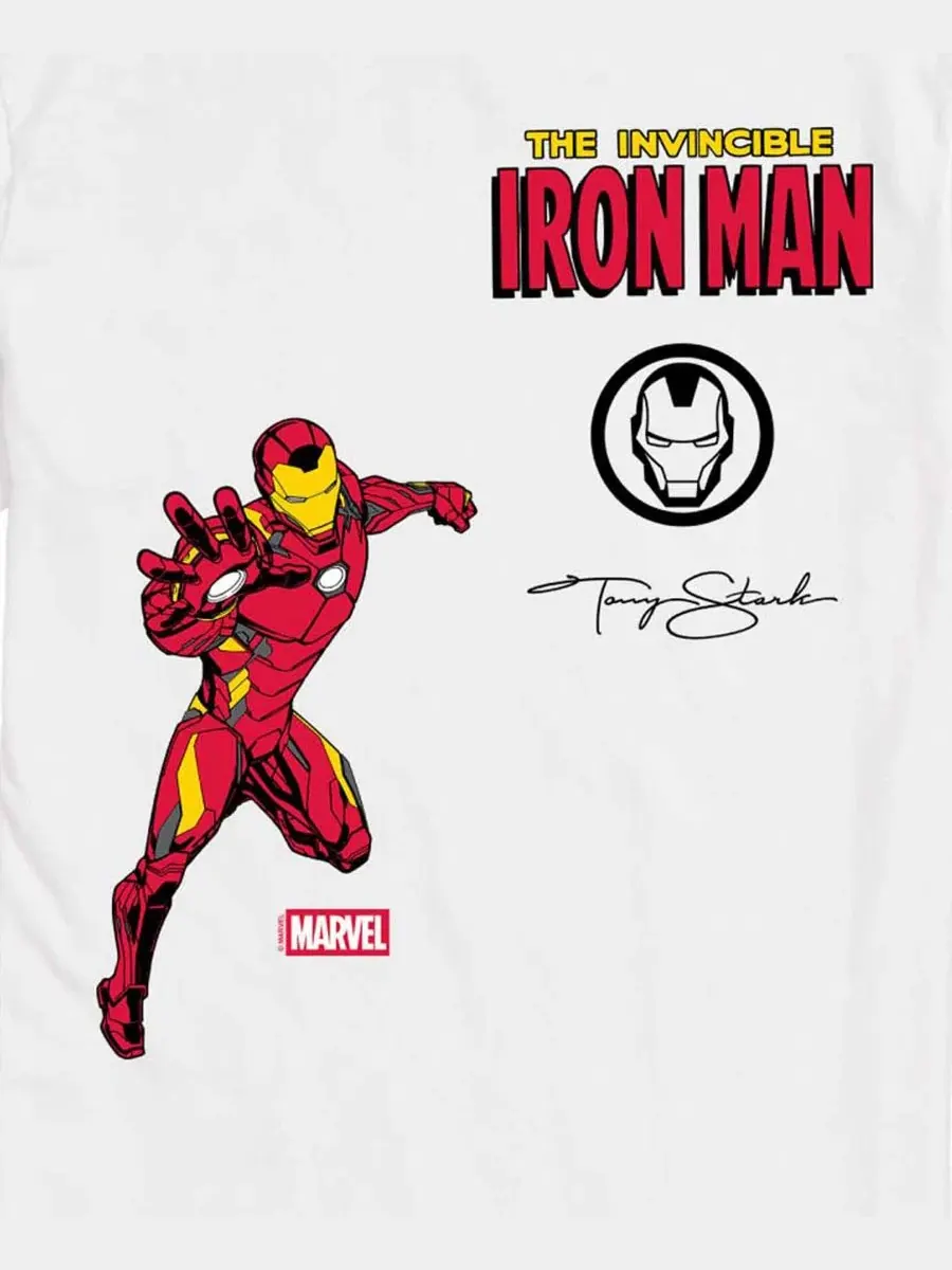 Мужская футболка с коротким рукавом Marvel Iron Man Invincible с графическим принтом Airwaves — изображение 3 из 3, белый