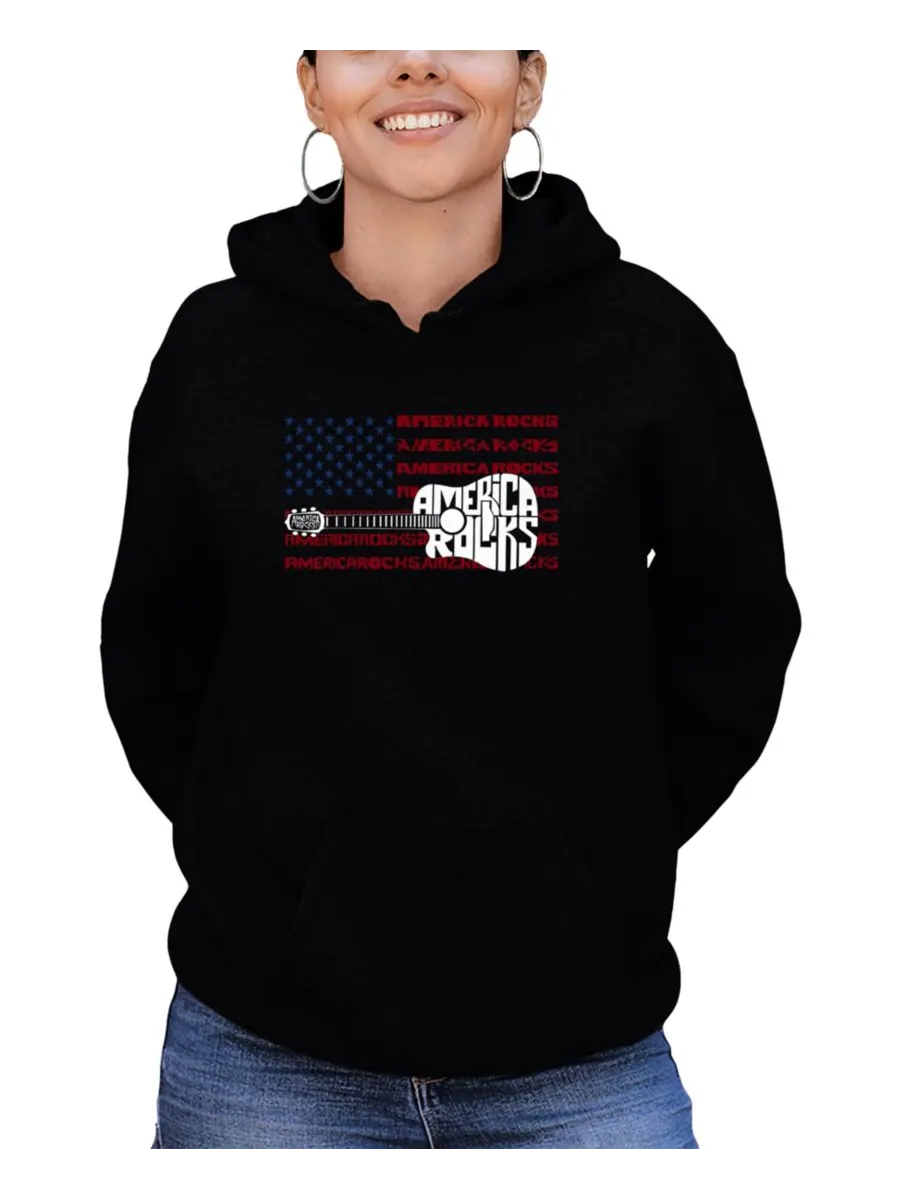 Женская толстовка с длинными рукавами America Rocks с надписью "Word Art" LA Pop Art