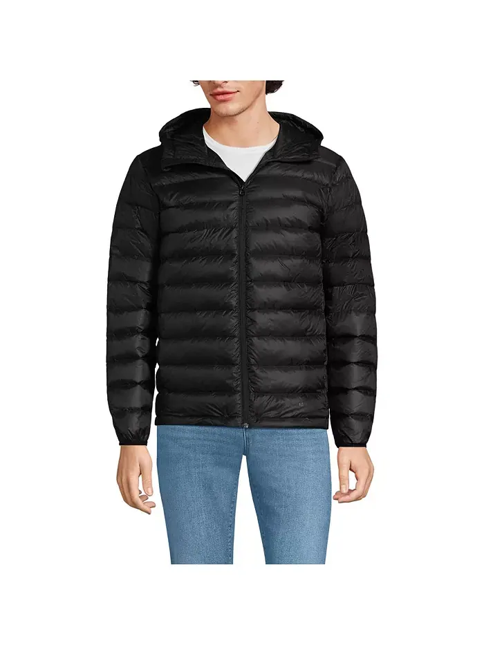 Мужская утепленная куртка с капюшоном Wanderweight Packable Down Lands' End