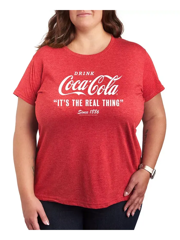 Футболка с принтом Coca-Cola The Real Thing больших размеров Hybrid Apparel — изображение 1 из 3, красный