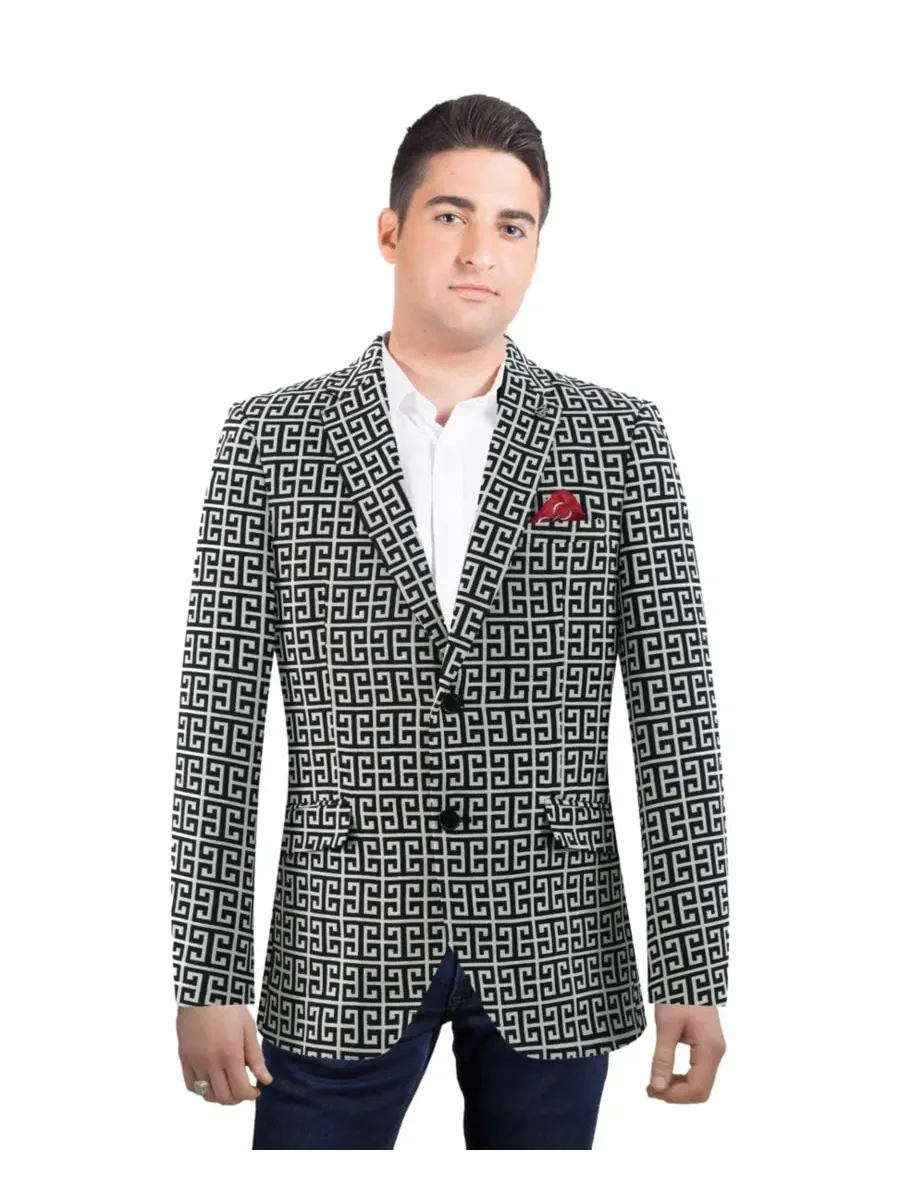 Мужской пиджак Slim Fit с логотипом из жаккарда Elie Balleh — изображение 1 из 5, черный