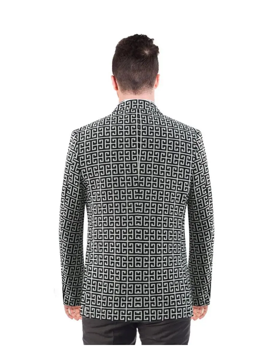 Мужской пиджак Slim Fit с логотипом из жаккарда Elie Balleh — изображение 2 из 5, черный