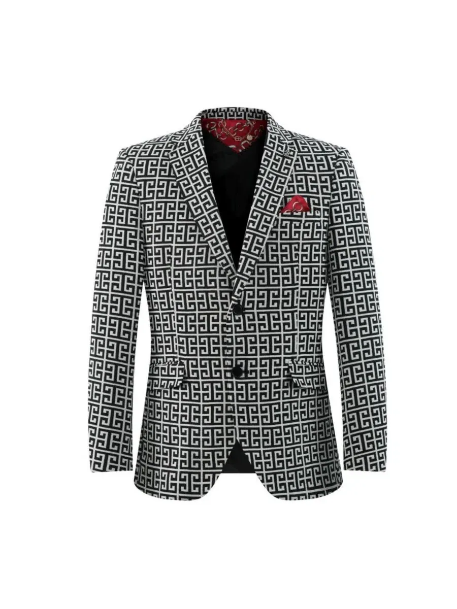 Мужской пиджак Slim Fit с логотипом из жаккарда Elie Balleh — изображение 3 из 5, черный