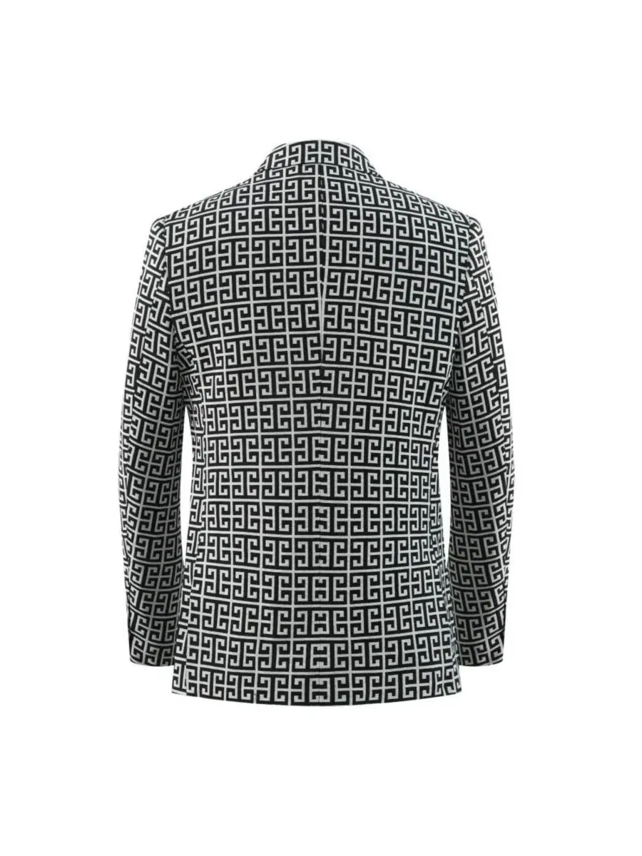 Мужской пиджак Slim Fit с логотипом из жаккарда Elie Balleh — изображение 4 из 5, черный