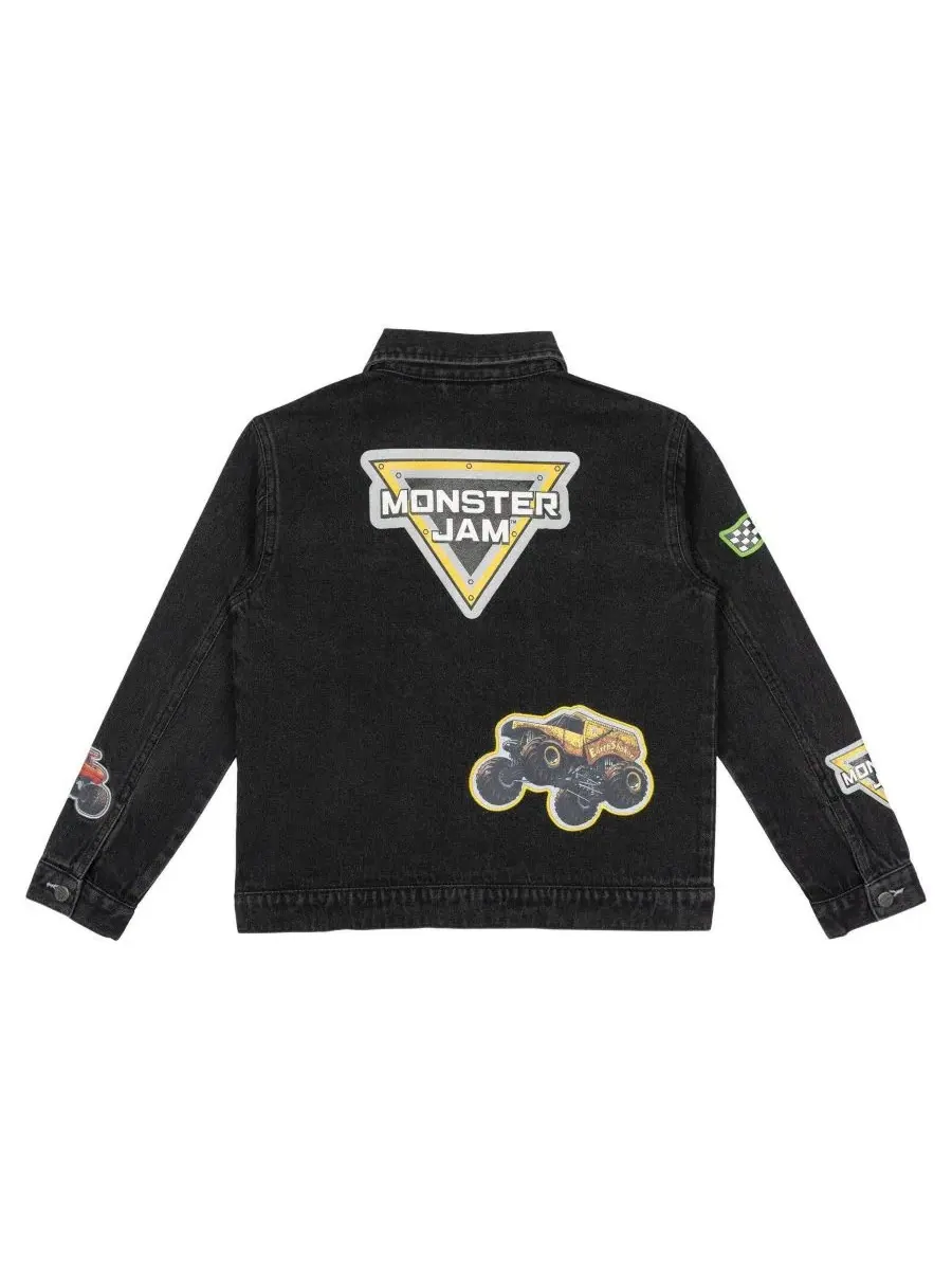 Джинсовая куртка с аппликациями Monster Jam, бренд Monster Jam — изображение 3 из 3, черный