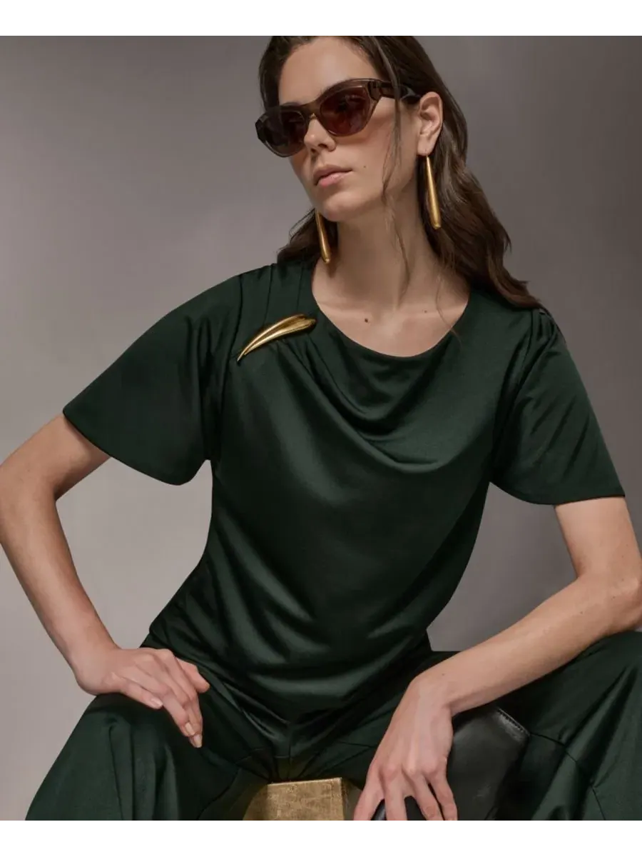 Топ с драпировкой по бокам Donna Karan New York — изображение 17 из 18, черный