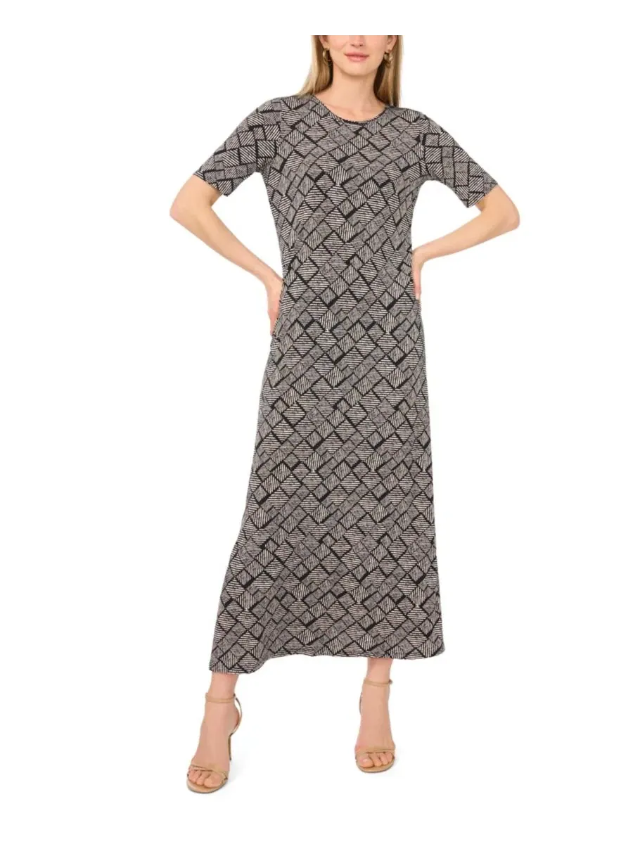 Платье макси с круглым вырезом и рукавом 3/4, модель Crewneck Pull-On Maxi Vince Camuto