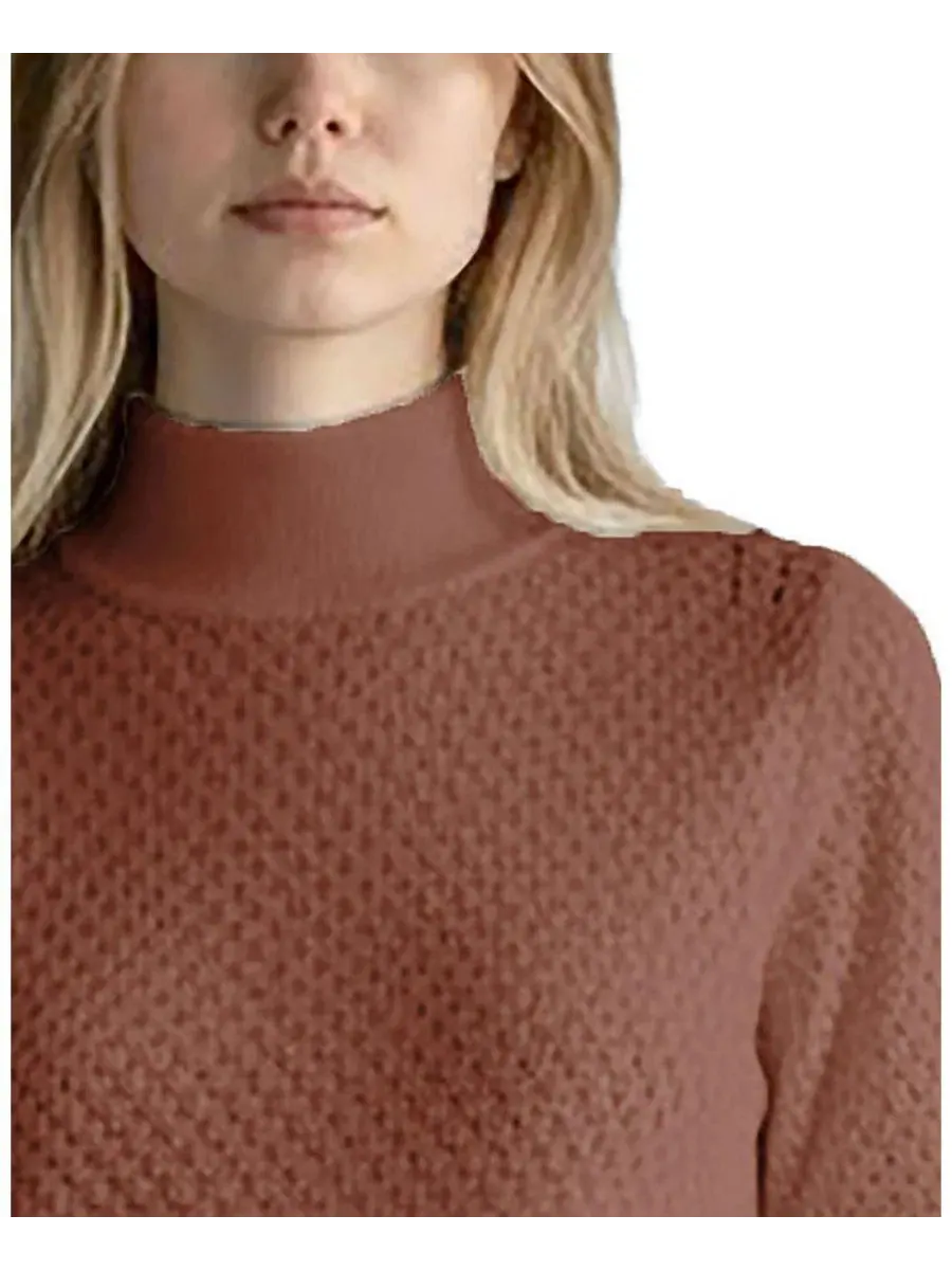 Свитер с ромбовидным узором и высоким воротником, Organic Cotton Diamond Stitch Mock Neck Sweater — изображение 2 из 6