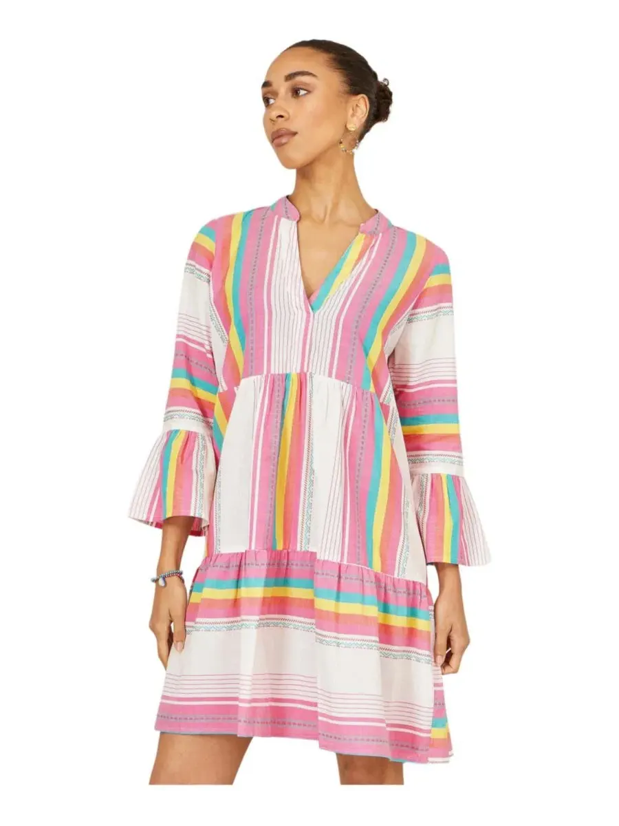 Туника из хлопка с принтом, модель Striped Tunic Yumi — изображение 1 из 8, мульти
