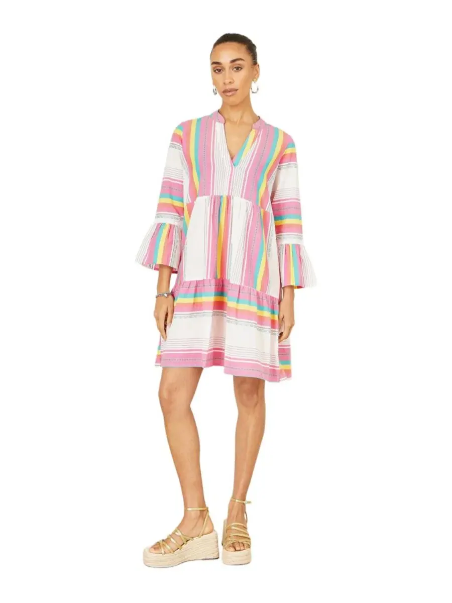 Туника из хлопка с принтом, модель Striped Tunic Yumi — изображение 2 из 8, мульти