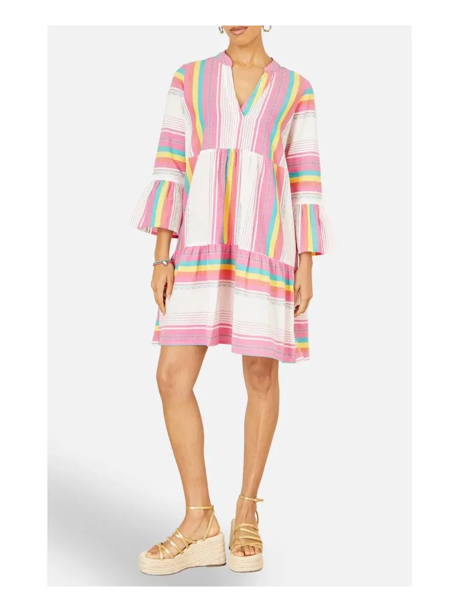 Туника из хлопка с принтом, модель Striped Tunic Yumi — изображение 8 из 8, мульти