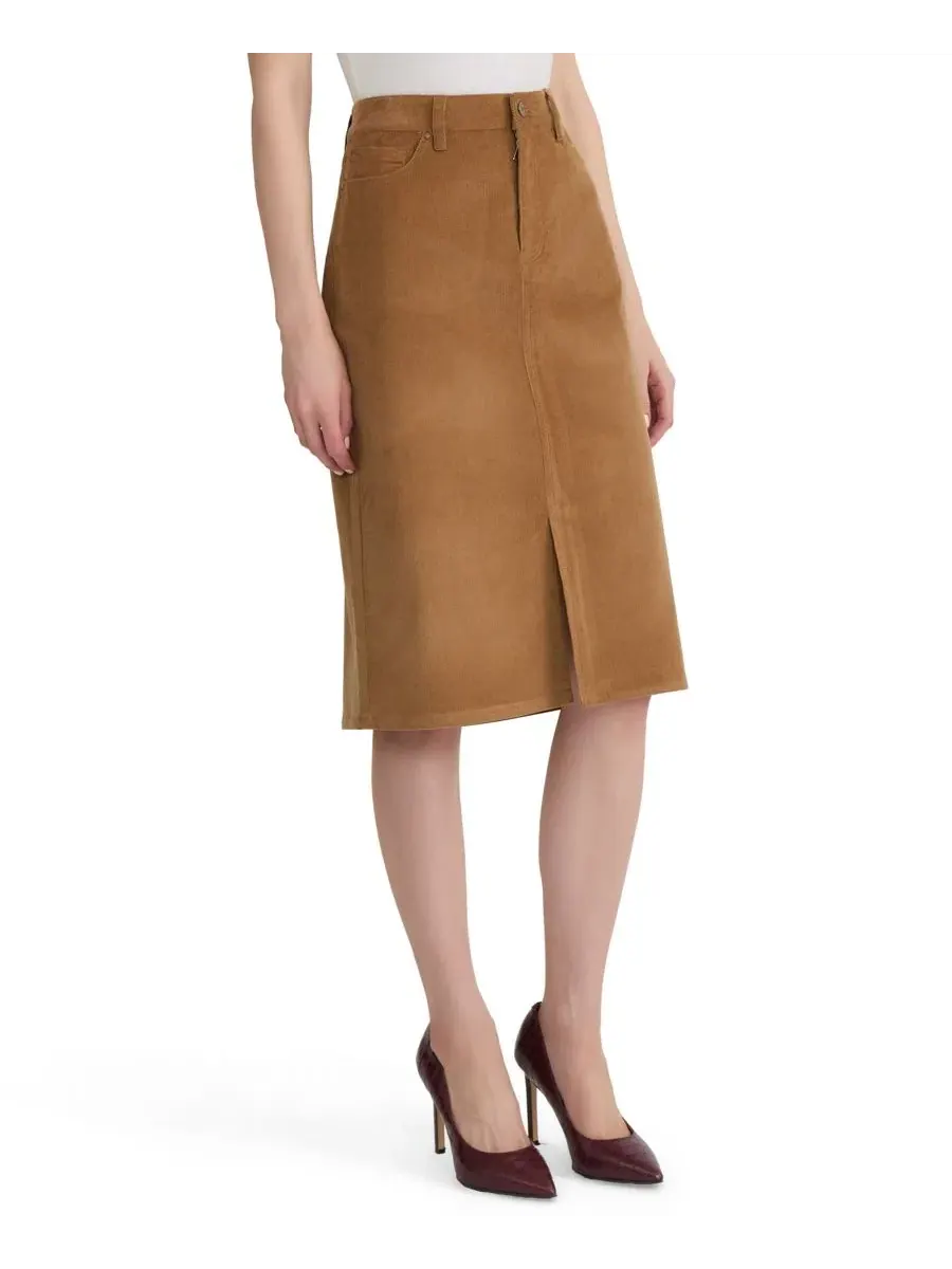 Юбка-миди из вельвета Lexington High-Waisted Pencil Center-Front Slit Corduroy Midi Skirt Jones New — изображение 2 из 3