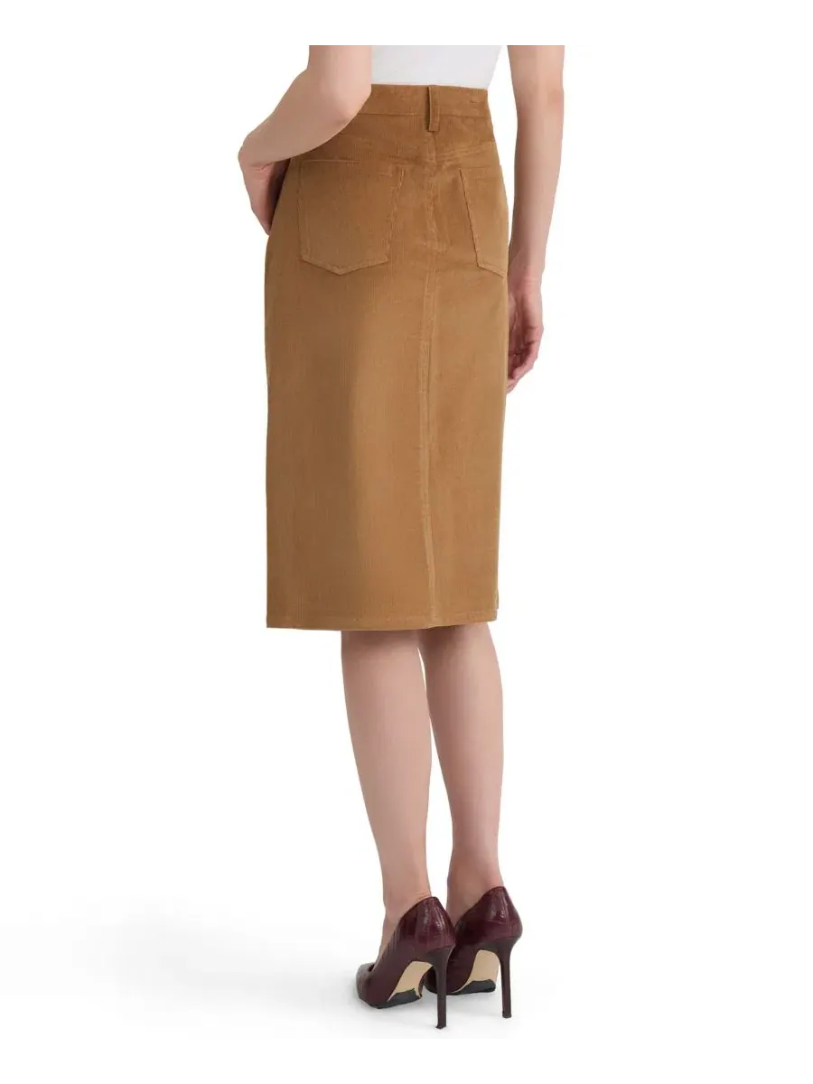 Юбка-миди из вельвета Lexington High-Waisted Pencil Center-Front Slit Corduroy Midi Skirt Jones New — изображение 3 из 3